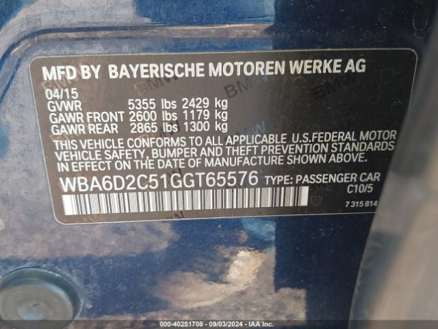 WBA6D2C51GGT65576 BMW 640i Gran Coupe Xdrive