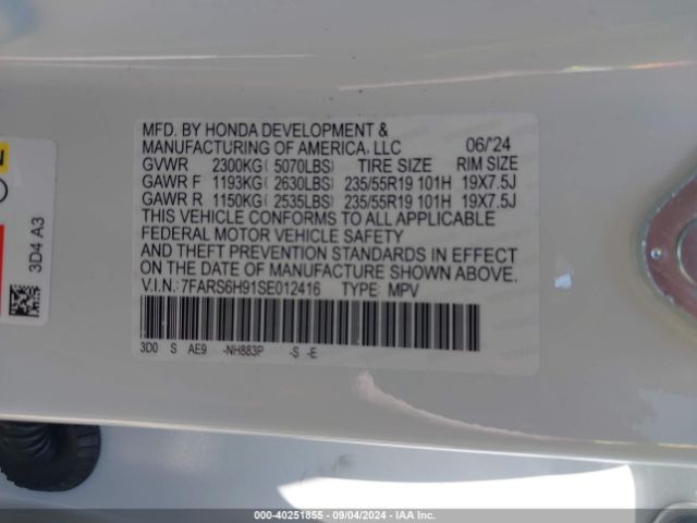 7FARS6H91SE012416 Honda Cr-v Hybrid Sport Touring