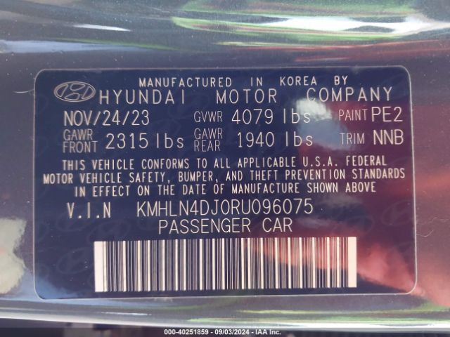 KMHLN4DJ0RU096075 Hyundai Elantra Hybrid Limited