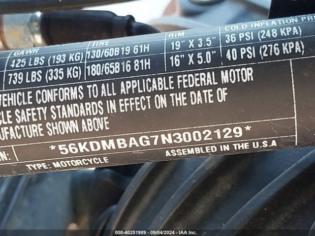 2022 INDIAN MOTORCYCLE CO. CHIEF 56KDMBAG7N3002129 Photo 9