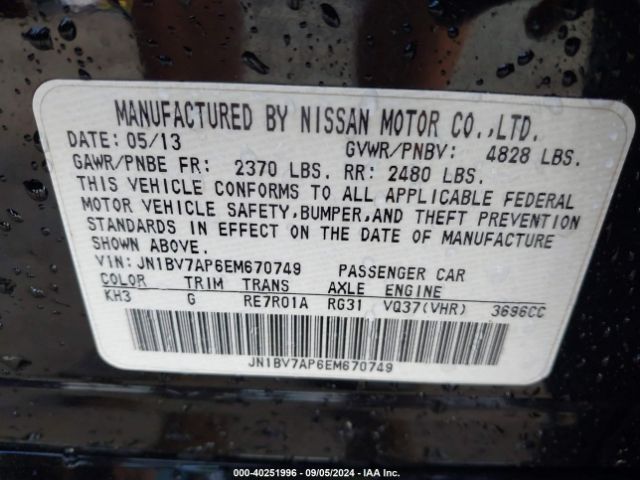 JN1BV7AP6EM670749 Infiniti Q50 SPORT