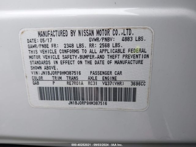 JN1BJ0RP9HM387516 Infiniti QX50