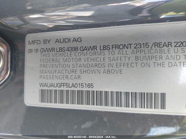 WAUAUGFF5LA015165 Audi A3 Premium 40 Tfsi Front-wheel Drive S Tronic