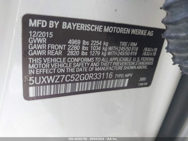 5UXWZ7C52G0R33116 BMW X3 Sdrive28i