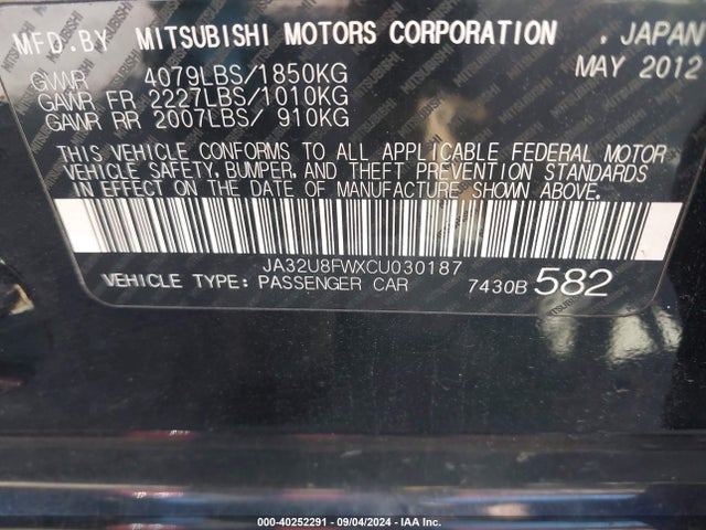 2012 MITSUBISHI LANCER JA32U8FWXCU030187 Photo 8