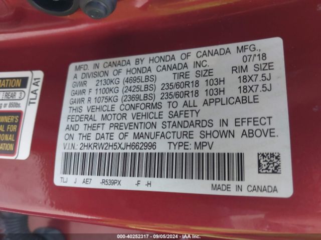 2HKRW2H5XJH662996 Honda CR-V EX