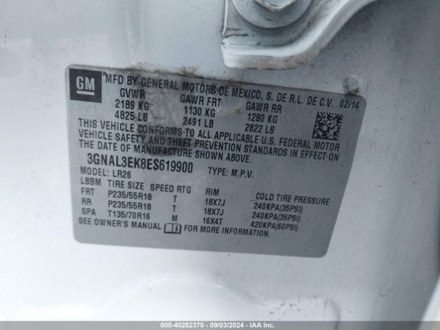 3GNAL3EK8ES619900 Chevrolet Captiva Sport Lt