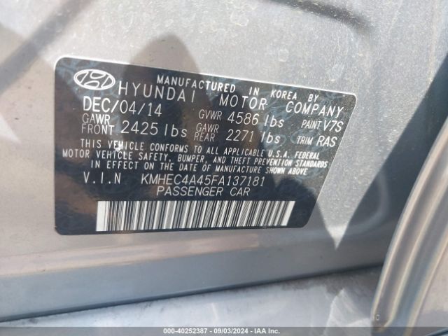 KMHEC4A45FA137181 Hyundai SONATA HYBRID