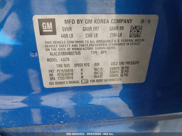 Buick Encore Preferred 2017 KL4CJESBXHB027545 Image 9