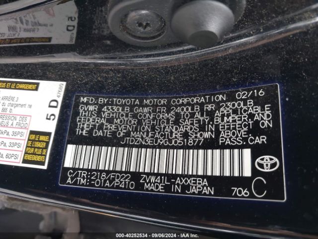 JTDZN3EU9GJ051877 Toyota Prius V Three