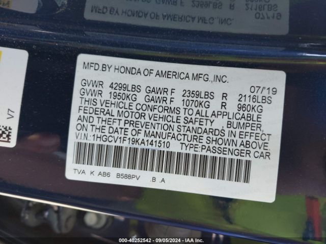 1HGCV1F19KA141510 Honda ACCORD LX