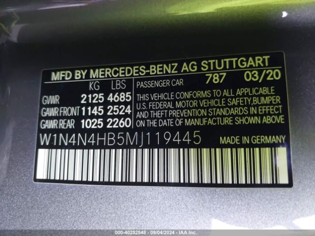 W1N4N4HB5MJ119445 Mercedes-Benz Gla 250 4matic