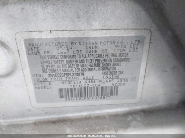 3N1CE2CP5FL378879 Nissan Versa Note S (sr)/s Plus/sl/sr/sv