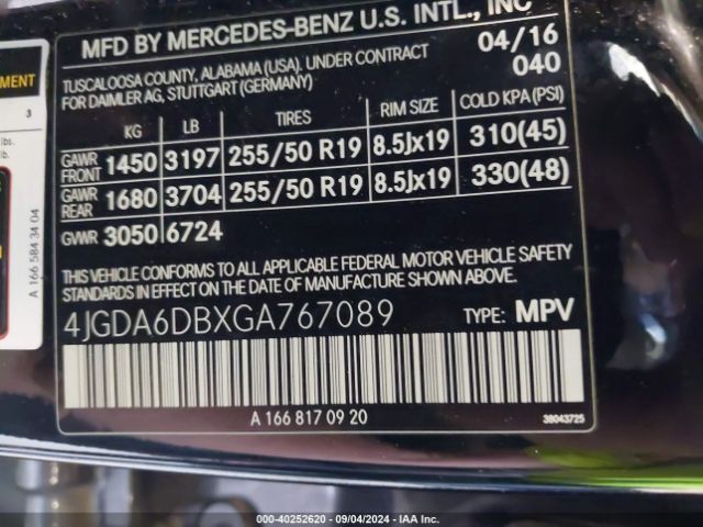 4JGDA6DBXGA767089 Mercedes-Benz Gle 550e 4matic