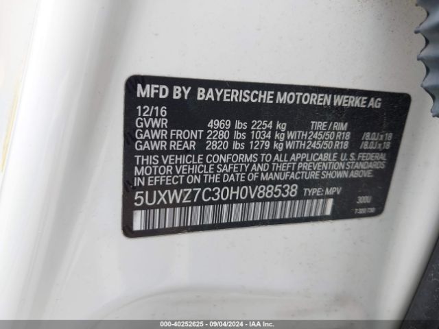 5UXWZ7C30H0V88538 BMW X3 Sdrive28i