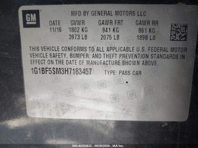 1G1BF5SM3H7183457 Chevrolet Cruze Premier Auto