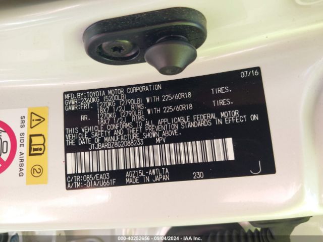 JTJBARBZ8G2088233 Lexus NX 200T