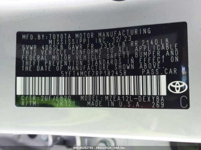5YFT4MCE7RP182458 Toyota Corolla Xse