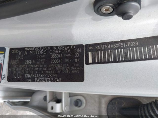 KNAFK4A6XE5178939 KIA FORTE LX