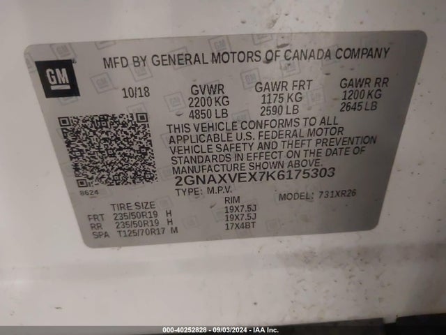 Chevrolet EQUINOX LT 2019 2GNAXVEX7K6175303 Image 9