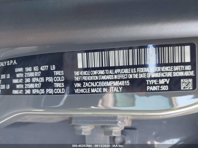 ZACNJCBB6MPM64815 Jeep Renegade Latitude Fwd