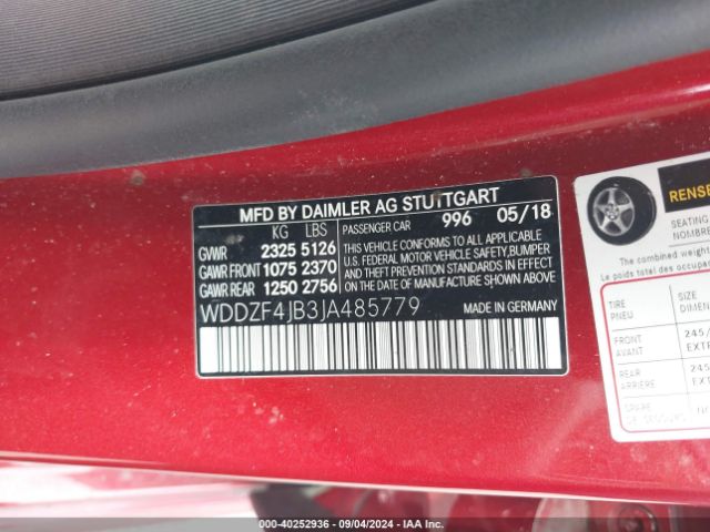 WDDZF4JB3JA485779 Mercedes-Benz E 300