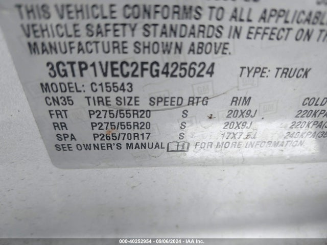 GMC Sierra 1500 Slt 2015 3GTP1VEC2FG425624 Image 9