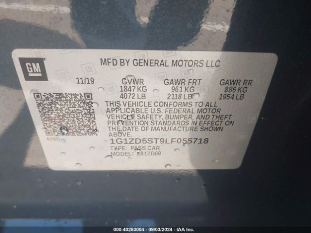 1G1ZD5ST9LF055718 Chevrolet Malibu Fwd Lt