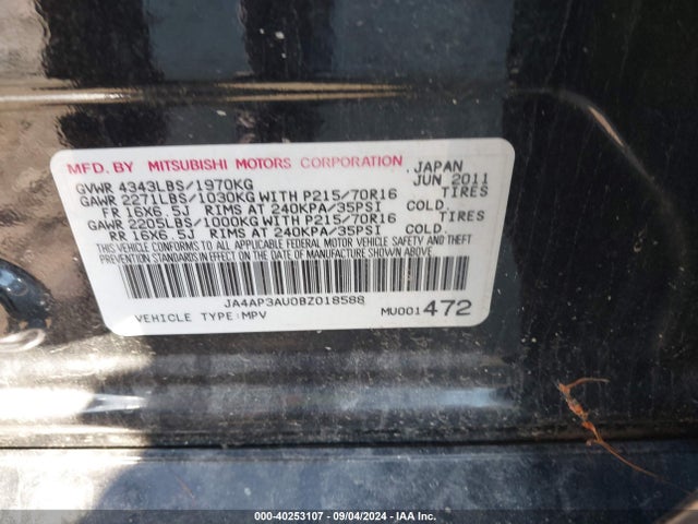 2011 MITSUBISHI OUTLANDER SPORT JA4AP3AU0BZ018588 Photo 8