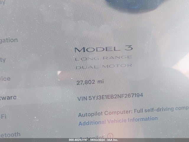 2022 TESLA MODEL 3 5YJ3E1EB2NF267194 Photo 6