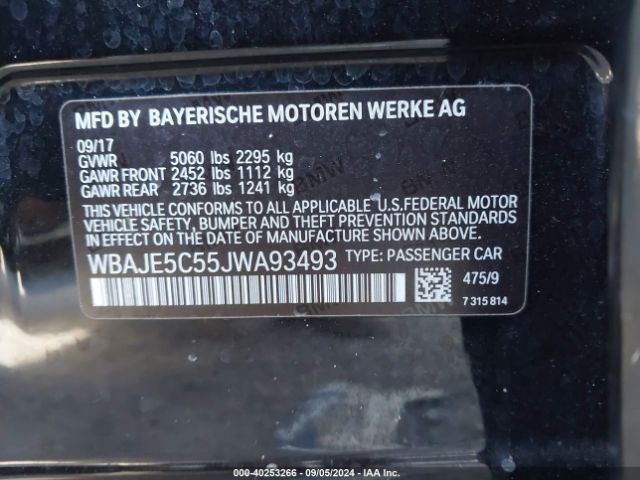 WBAJE5C55JWA93493 BMW 540I