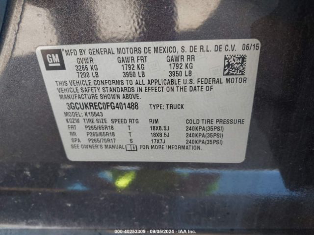 3GCUKREC0FG401488 Chevrolet Silverado 1500 1lt