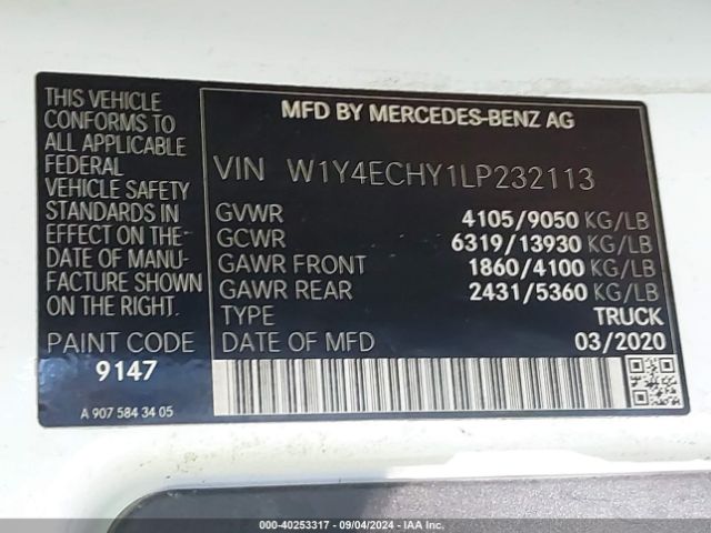 W1Y4ECHY1LP232113 Mercedes-Benz Sprinter 2500 High Roof V6