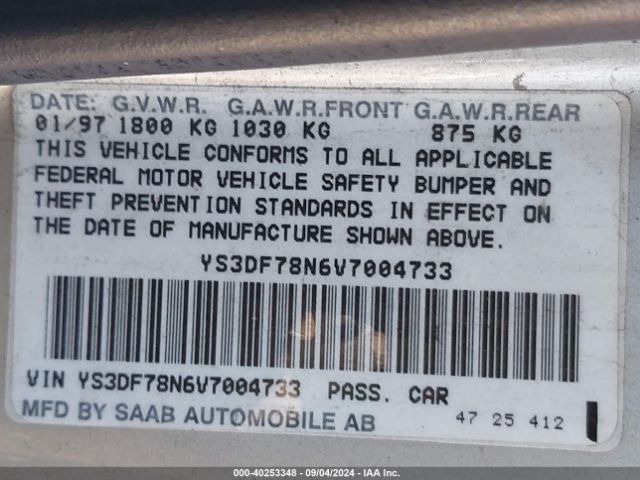 1997 SAAB 900 YS3DF78N6V7004733 Photo 8