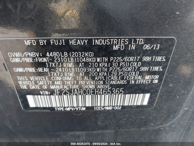 Subaru Forester 2.5i Limited 2014 JF2SJAHC0EH465365 Image 9