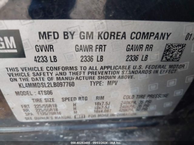 KL4MMDSL2LB097760 Buick Encore Gx Fwd Select