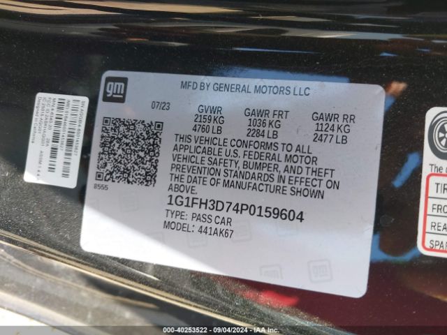 1G1FH3D74P0159604 Chevrolet Camaro Rwd  2ss