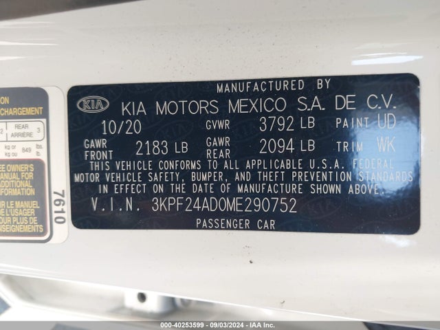 KIA Forte Lxs 2021 3KPF24AD0ME290752 Image 9