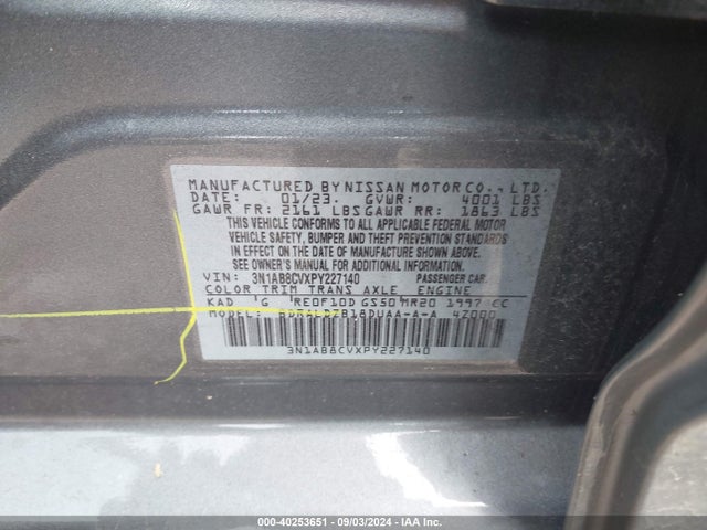 Nissan Sentra Sv Xtronic Cvt 2023 3N1AB8CVXPY227140 Image 9