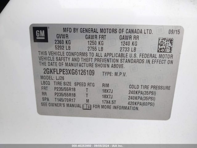 2GKFLPE3XG6126109 GMC Terrain Slt