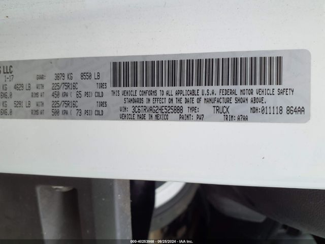 3C6TRVAG2HE525888 RAM Promaster 1500 Low Roof 136 Wb
