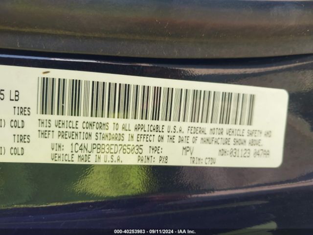 1C4NJPBB3ED765035 Jeep Patriot Sport