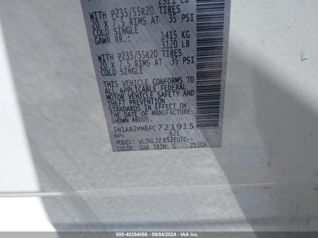 Nissan Pathfinder Platinum 2015 5N1AR2MM6FC721915 Image 9