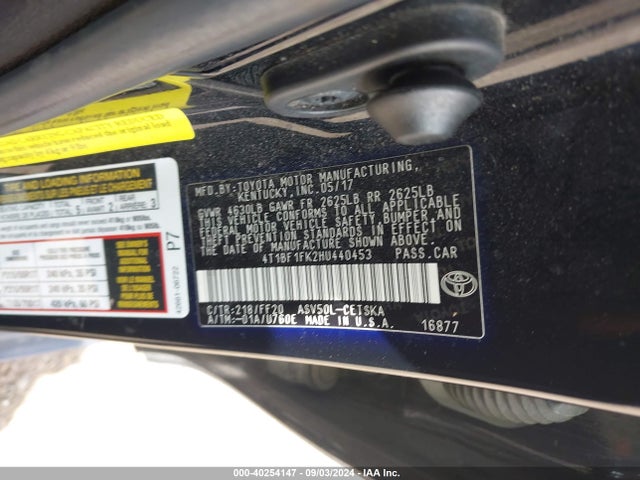 Toyota CAMRY SE 2017 4T1BF1FK2HU440453 Image 9