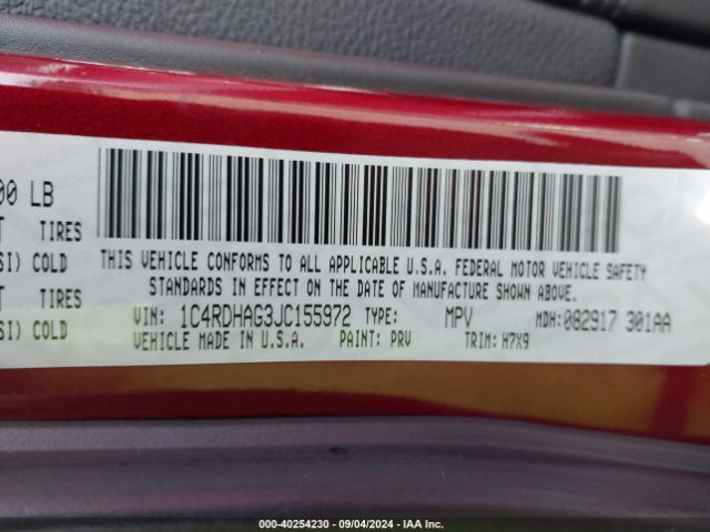 1C4RDHAG3JC155972 Dodge Durango Sxt Rwd
