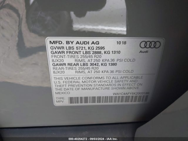 WA1C4AFY5K2003188 Audi Sq5 3.0t Premium