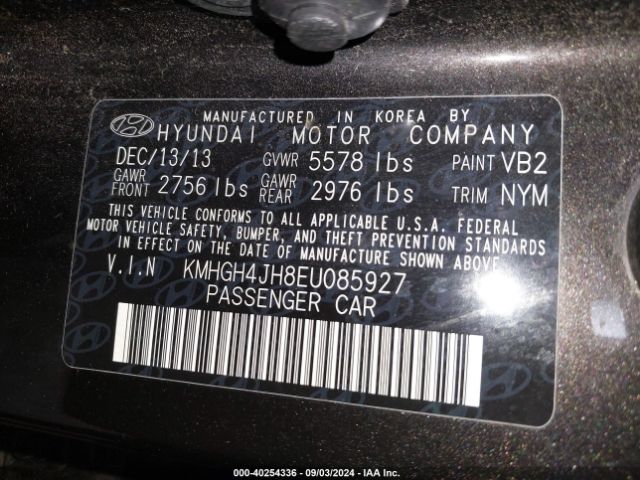 KMHGH4JH8EU085927 Hyundai Equus Signature