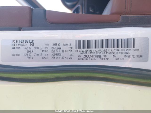 1C4RJFJT4FC909768 Jeep Grand Cherokee Summit