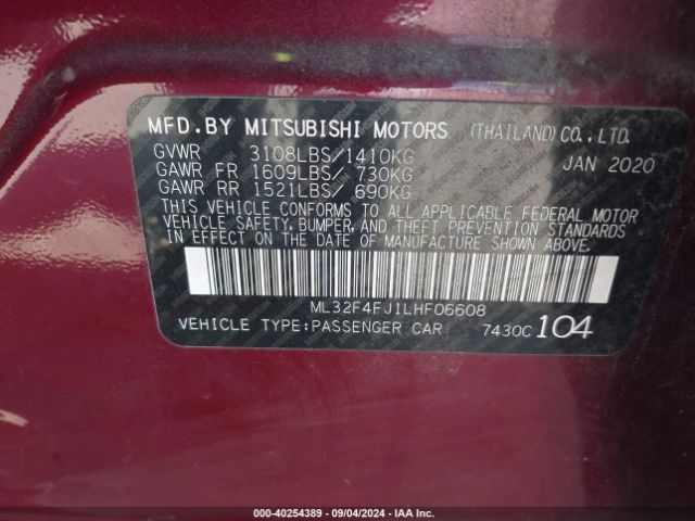ML32F4FJ1LHF06608 Mitsubishi Mirage G4 Le