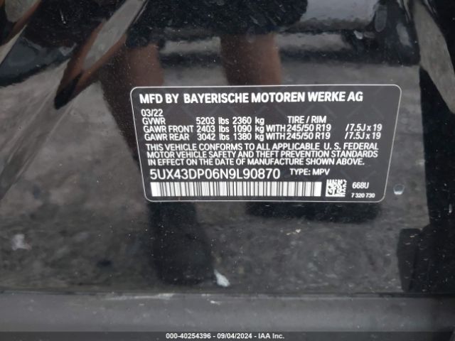 5UX43DP06N9L90870 BMW X3 Sdrive30i